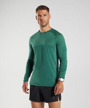 Long Sleeve Gymshark Apex Seamless Hombre Verde Verde | CO 3529FDN